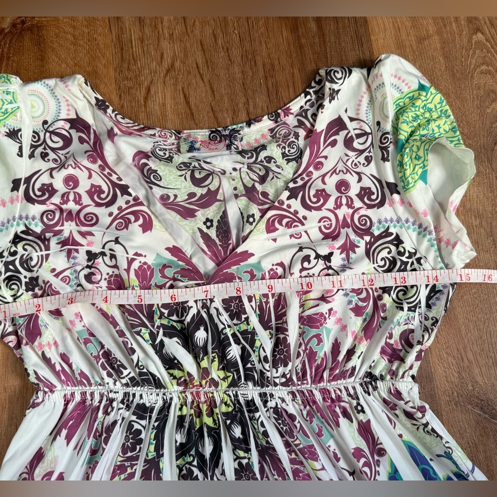 R Rouge Girls Rhinestones Boho Paisley Empire Waist Dress Juniors Size Small - Picture 6 of 7